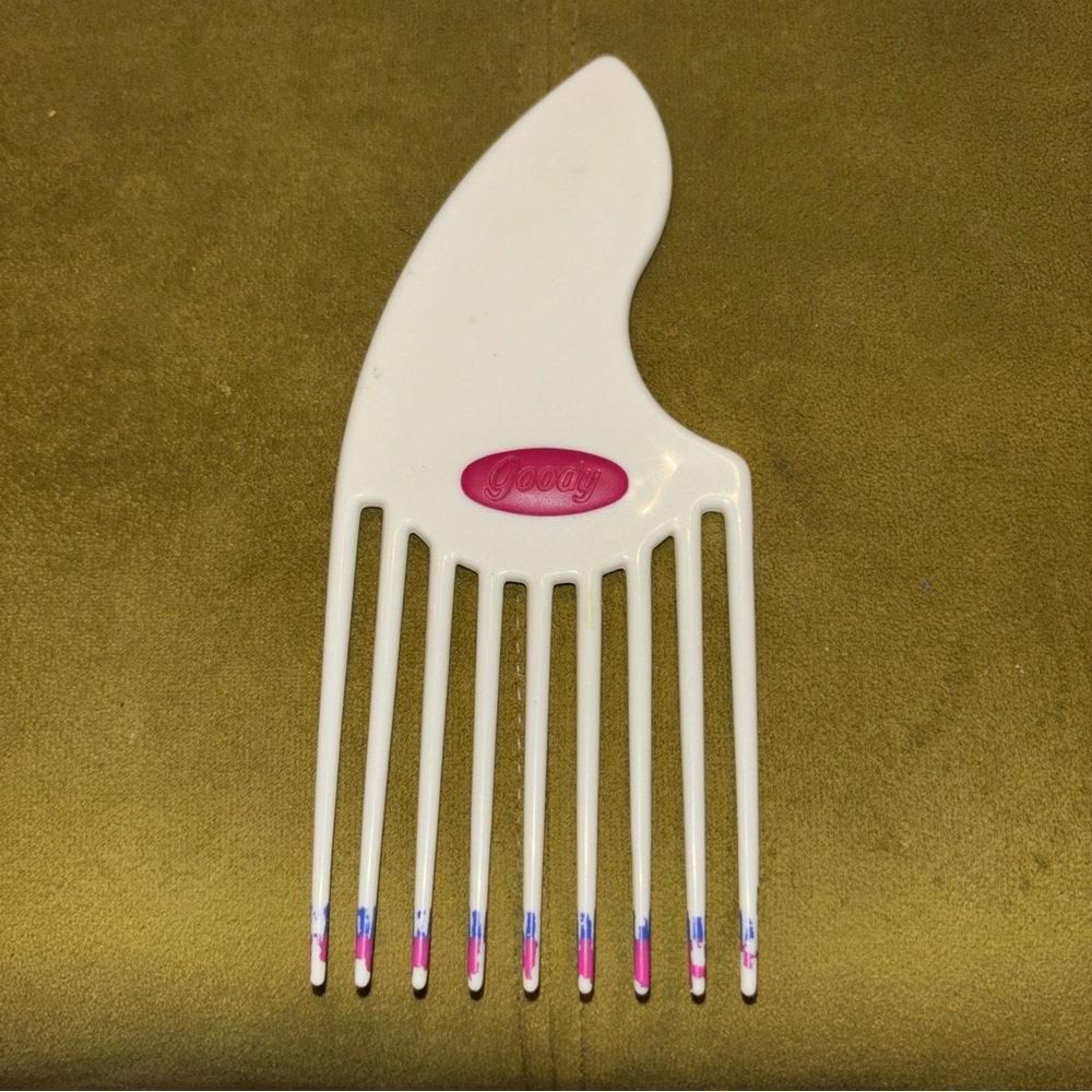 Vintage Goody Hair Pick Lift Comb curved Handle Retro 90s USA Pink purple tips